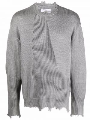 Пуловер с протрити краища C2h4 сиво