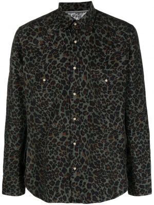 Bavlnená košeľa s potlačou s leopardím vzorom Tintoria Mattei zelená