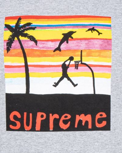 Koszulka z nadrukiem Supreme szara