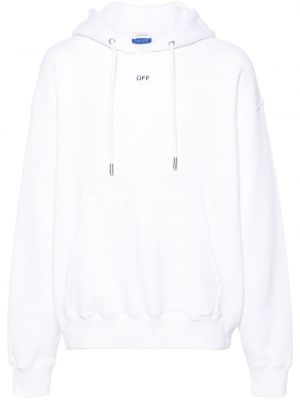 Raštuotas medvilninis džemperis su gobtuvu Off-white balta