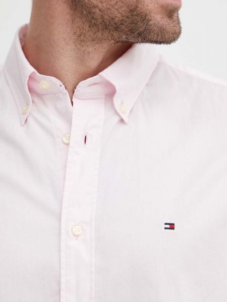 Пухова бавовняна сорочка на ґудзиках Tommy Hilfiger рожева