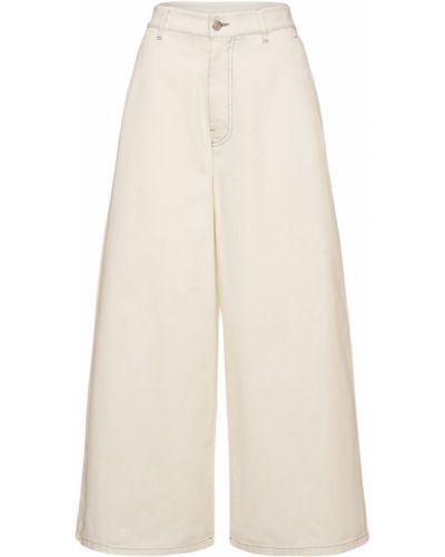 Voľné bavlnené džínsy s vysokým pásom Mm6 Maison Margiela biela