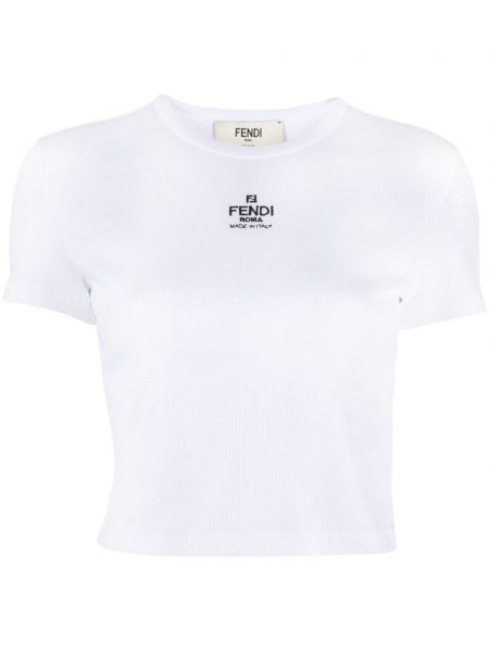 T-shirt brodé Fendi blanc