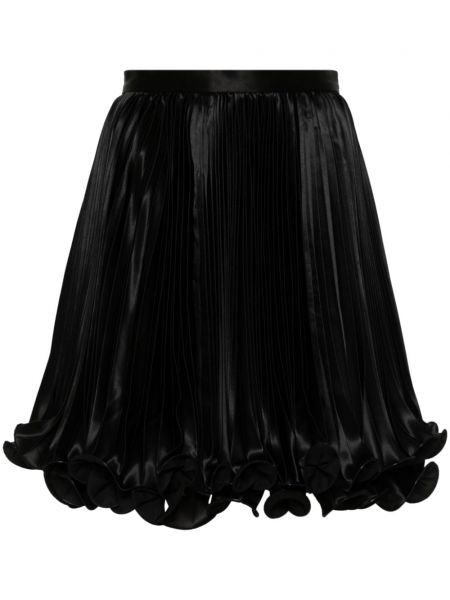 Satynowa mini spódniczka plisowana Balmain czarna