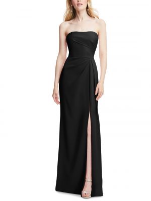 Женское плиссированное вечернее платье без бретелек с высоким разрезом After Six черный
