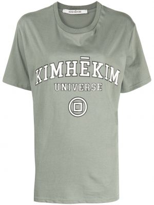 Памучна тениска с принт Kimhekim зелено