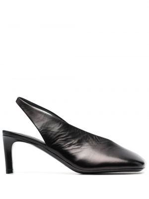Кожени полуотворени обувки Jil Sander черно