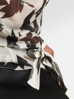 Bluză de mătase cu imagine Saint Laurent negru