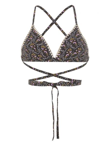 Bikini s cvjetnim printom s printom Isabel Marant crna