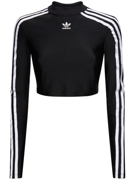 Pruhované tričko s dlhými rukávmi Adidas Originals čierna