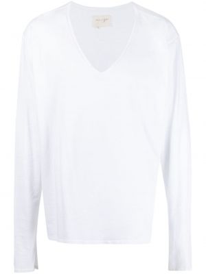 Bavlněné tričko s výstřihem do v Greg Lauren bílé