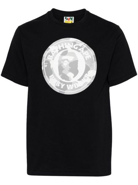 Kokvilnas t-krekls ar apdruku A Bathing Ape® melns