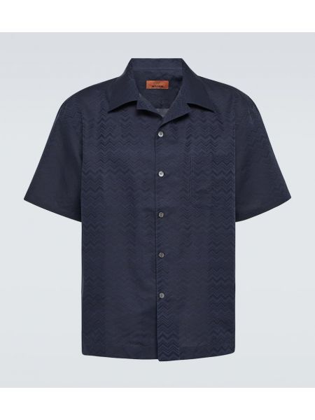 Camicia di lino di cotone Missoni blu
