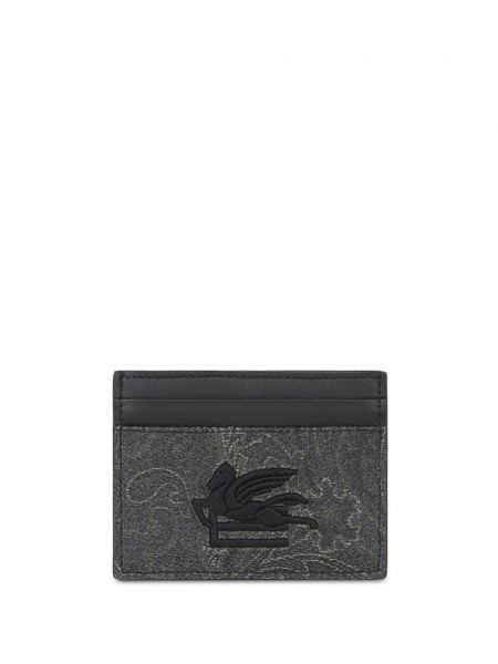 Bavlnená peňaženka s potlačou s paisley vzorom Etro čierna