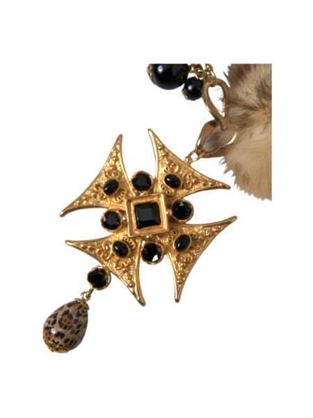 Naszyjnik z futerkiem z kryształkami Dolce And Gabbana czarny