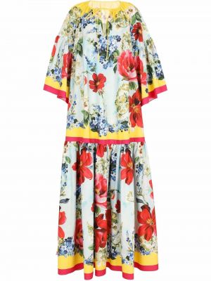 Памучна макси рокля на цветя с принт Dolce & Gabbana