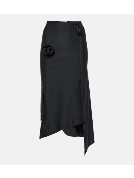 Асимметричная юбка миди с аппликацией Coperni черная