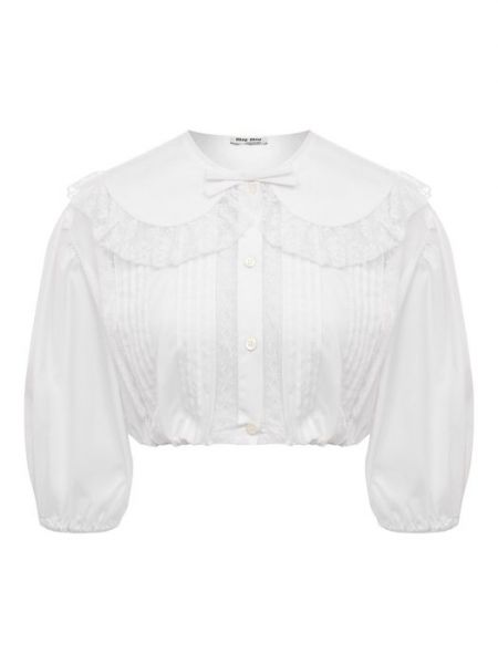 Белая хлопковая блузка Miu Miu