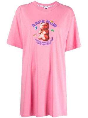 Koszulka z nadrukiem z dżerseju Aape By A Bathing Ape różowa