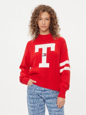 Pull large Tommy Jeans rouge