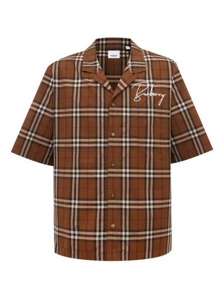 Хлопковая рубашка Burberry коричневая
