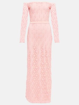 Μίντι φόρεμα με δαντέλα Giambattista Valli ροζ