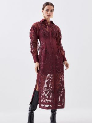 Платье с воротником с аппликацией Karen Millen фиолетовое