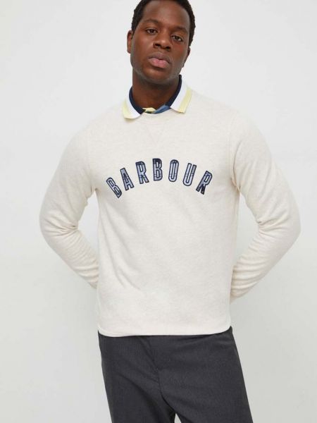 Хлопковый свитер с аппликацией Barbour бежевый
