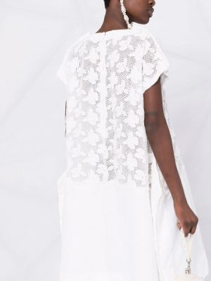 Sukienka w kwiatki z siateczką Comme Des Garcons biała