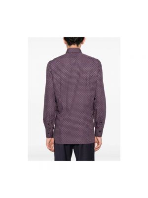 Camisa de algodón con estampado con estampado geométrico Barba violeta
