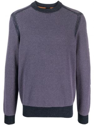 Плетен пуловер с кръгло деколте Boss виолетово