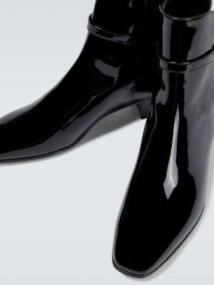 Кожени гумени ботуши от лакирана кожа Saint Laurent черно