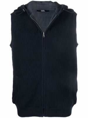Obojstranná vesta na zips s kapucňou Karl Lagerfeld modrá