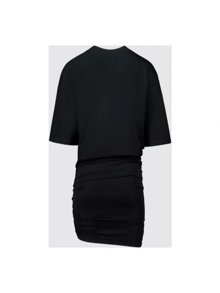 Mini vestido de algodón asimétrico drapeado Laneus negro