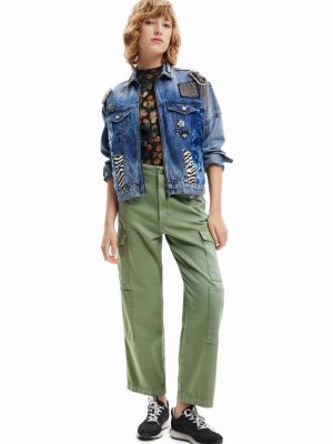 Desigual kurtka jeansowa damska kolor granatowy przejściowa oversize