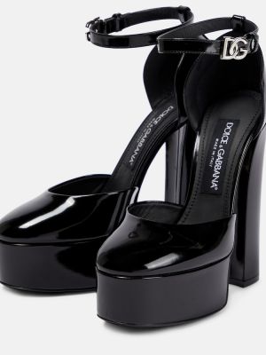 Кожени полуотворени обувки на платформе от лакирана кожа Dolce&gabbana черно