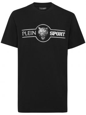 T-shirt aus baumwoll mit print Plein Sport schwarz