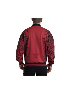 Chaqueta bomber con estampado leopardo Dolce & Gabbana rojo