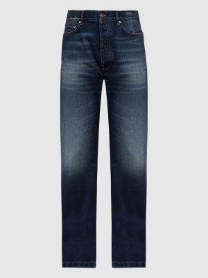 Прямі джинси з потертостями Balenciaga сині