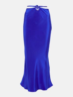 Hedvábné saténové midi sukně Christopher Esber modré