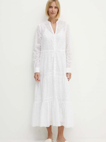 Бавовняна довга сукня Polo Ralph Lauren біла