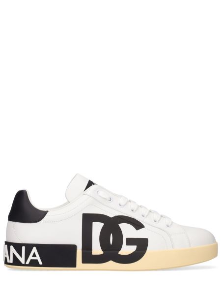 Læder sneakers Dolce & Gabbana hvid