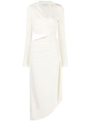 Krepové drapované midi šaty Off-white bílé
