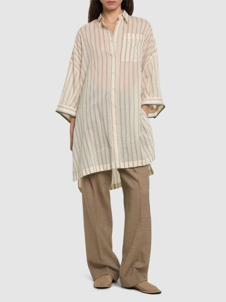Dryžuota medvilninė šilkinė marškiniai Brunello Cucinelli