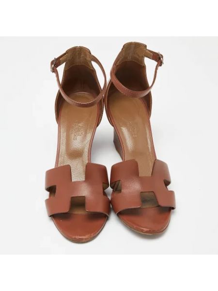 Sandalias de cuero Hermès Vintage marrón