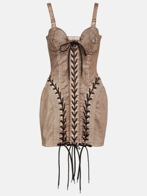 Sukienka jeansowa Jean Paul Gaultier brązowa
