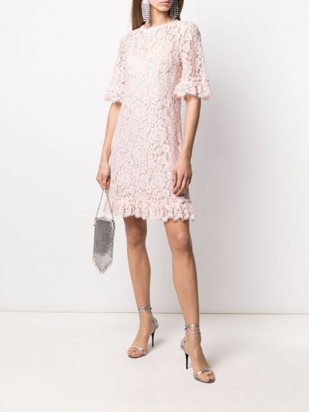 Mini vestido de flores de encaje Dolce & Gabbana rosa