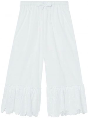 Bavlněné kalhoty s výšivkou Simone Rocha - bílá