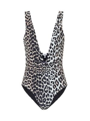 Costum de baie cu imagine cu model leopard Ganni negru