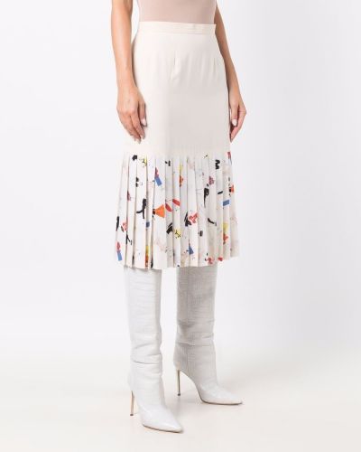 Plisované sukně s potiskem Chanel Pre-owned bílé